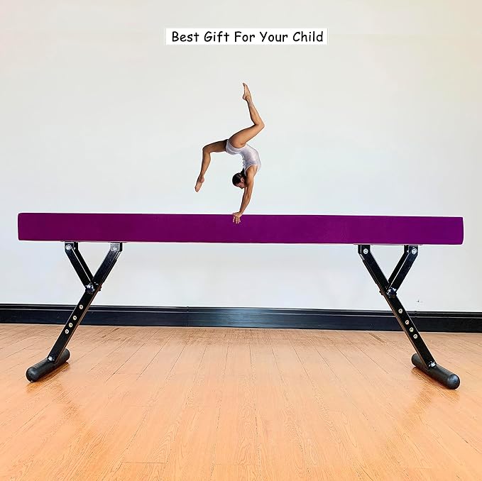 MARFULA Adjustable Balance Beam 8 ft Gymnastic Beam Adjustable Height for Kids and Teenage of All Gymnastic Levels, Gymnastic Training Beam Gymnastic Equipment for Athlete Home and Gym Club Use