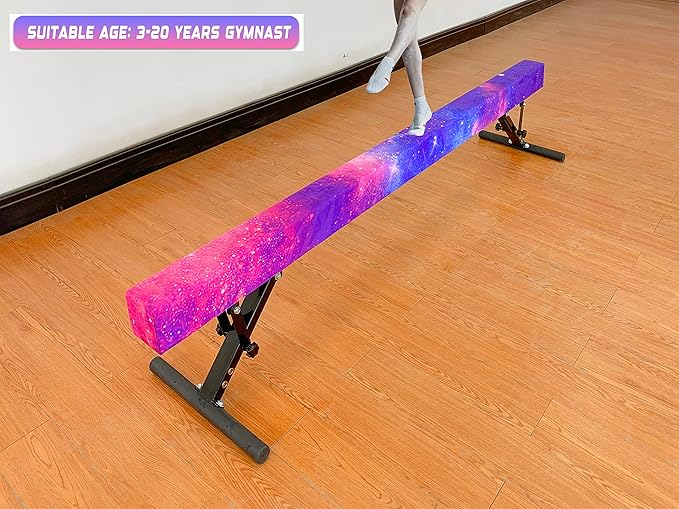 MARFULA Adjustable Balance Beam 8 ft Gymnastic Beam Adjustable Height for Kids and Teenage of All Gymnastic Levels, Gymnastic Training Beam Gymnastic Equipment for Athlete Home and Gym Club Use