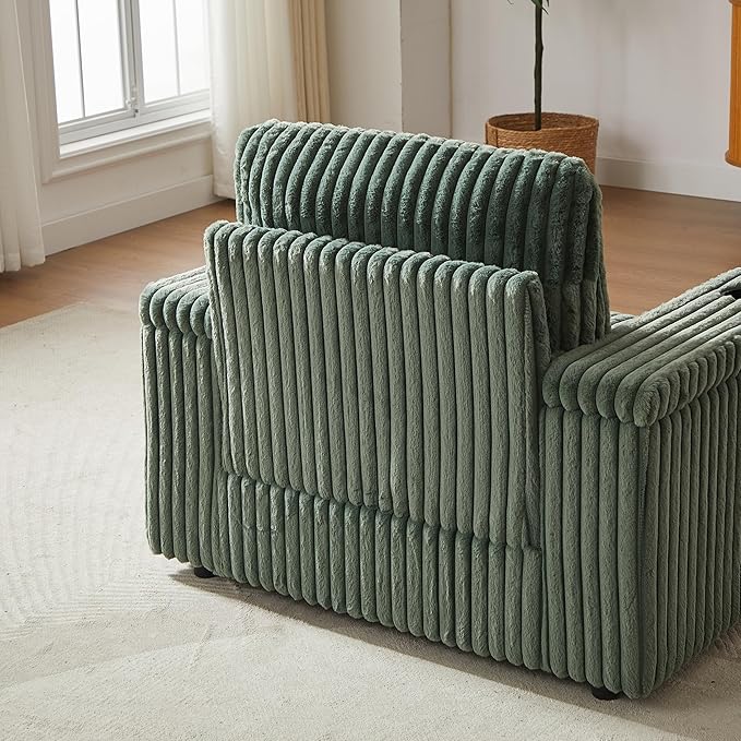 Eafurn 42.5" Oversized Accent Chair with Storage Ottoman Convertible Chaise Lounge, Corduroy Cloud Sofa Chair w/Cupholders, Modern Extra Wide Armchair