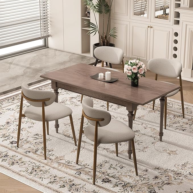 Dining Chairs Set of 2, Curved Back Kitchen Room Chairs with Metal Legs and Anti Slip Pads, Upholstered Dining Chair for Home and Restaurant, Camel