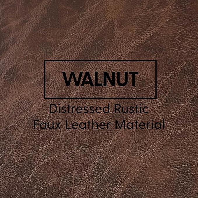 Factory Direct Partners 35" Rustic Western Bean Bag Chair; Distressed Faux Leather, Low to Ground for Reading, Playing Video Games and Relaxing; Flex Seating for Home and School - Walnut, 10478-323