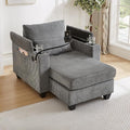 Merax Modern Upholstered Indoor Chaise Lounge with Pillows, Charge Station & Cup Holders, Single Sofa Couch with Armrest and Soild Legs, Easy Assemble Gray