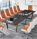 ahliss Sturdy Conference Table with Cable Management Grommets Modern Rectangle Office Meeting Table with Wood Tabletop and Metal Frame & Legs- Easy Assembly Boardroom Table (Black, 12 Foot)