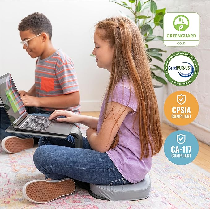 ECR4Kids The Surf Portable Lap Desk with Cushion, Flexible Seating, Black