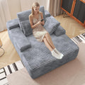 WJShome Oversized Chaise Lounge Chair Indoor, Plush Corduroy Boneless Sofa Bed, Cloud Reading Chair with Throw Pillow for Living Room (Gray)
