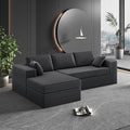luckyvo 108-inch Boneless Couch for Living Room，Comfy Boneless Sofa with Deep Seats & Chaise Lounge, 3-Seat Modular Sofa Memory Foam Sectional Couches - No Assembly Required(Dark Grey)