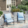 HERA'S HOUSE Outdoor Chairs Set of 2, 2 x Patio Chair with Blue Cushions, All Weather Outdoor Furniture for Lawn Garden Backyard Deck(Leg Chairs)