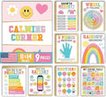 Hadley Designs 9 Calming Corner Posters For Classroom Must Haves For Teachers -11x14 Calm Down Corner Supplies, Feelings Chart For Kids Ages 4-8, Feelings Wheel Poster, Varsity Letter Classroom Decor