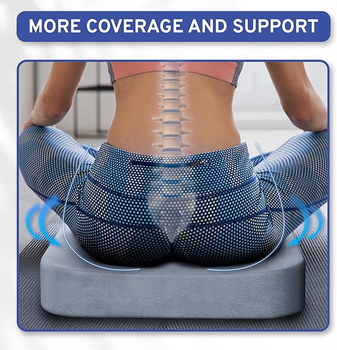 Seat Cushion Extra Large - Firm Memory Foam Chair Pad for Recliner, Wheelchair, Office Chair, Stadium, Bleacher, Car, Floor, Patio Furniture, Bariatric Overweight Users 19”x17”x3”