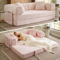 AUGOP Boneless Couch Folding Couches for Living Room Sofa, Futon Sofa Bed with Sleeper Sofa, Futon Couch with Fixed-Shape Oversized Corduroy Upholstered (Pink, 81 Inches)