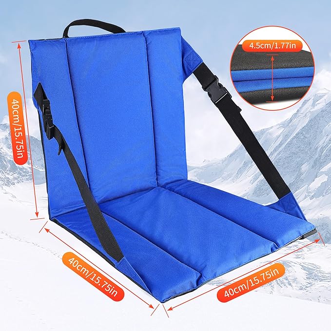 CAMPHILL 2PCS Portable Stadium Seat Cushion for Bleachers,Folding Lightweight Seat with Backrest,Adjustable Straps,Ideal for Camping,Hiking,Sports Events,Outdoor Concerts