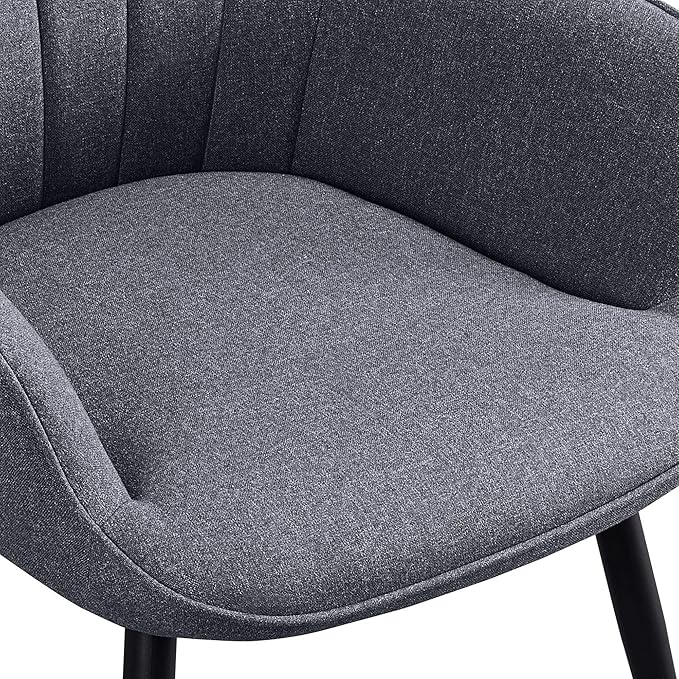 Yaheetech Accent Chair, Modern and Elegant Armchair, Linen Fabric Living Room Chair Vanity Chair with Metal Legs and High Back for Living Room Bedroom Office Waiting Room, Set of 2, Grey
