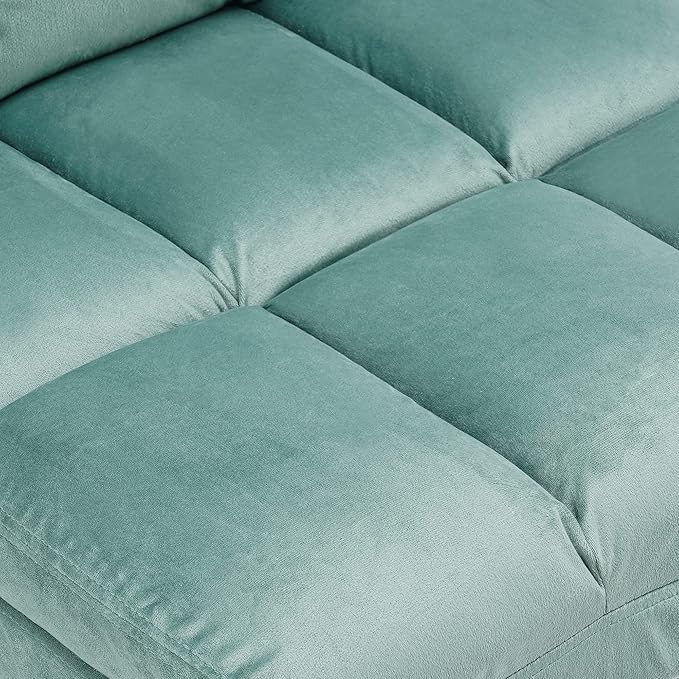 MCombo Velvet Accent Chair with Ottoman Set, Modern Armless Chair for Living Room, Bedroom, Small Space 0014 (Velvet, Light Green)