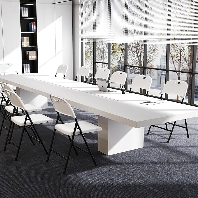 Folding Chairs, Plastic Foldable Chair, Outdoor Plastic Sturdy Metal Folding Chairs, Heavy Duty Foldable Commercial Seating for Picnic, Party, Patio 10 Pack White