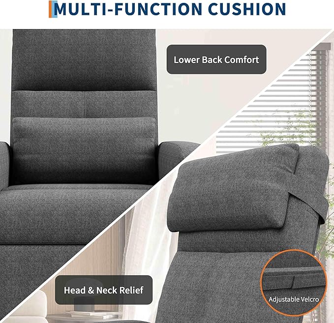 GarveeHome Power Recliner Chair, Adjustable Electric Recliner Ergonomic Overstuffed Single Sofa, Tall Back, Padded Seat, 2 Side Pockets and USB Port, Home Theater Seating for Living Room
