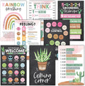Hadley Designs 8 Calming Corner Posters For Classroom Must Haves For Teachers - 11x17 Calm Down Corner Supplies, Feelings Chart For Kids Ages 4-8, Toddler Emotions Chart, Cactus Classroom Decor