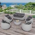 Erotr Aluminum Outdoor Couch Set: 6 Pieces Woven Rope Patio Conversation Set - Metal Modern Porch Furniture Sofa Set - All Weather Assembled Deck Seating for Courtyard Backyard Rooftop Hotel Resort