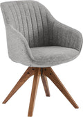 Art Leon Swivel Dining Chair - Mid Century Modern Fabric Upholstered Dining Room Chair with Wood Legs, Leisure Side Chair with Arms for Living Room, Gray
