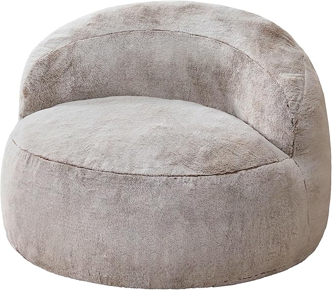 Hobestluk Bean Bag Chair Giant Bean Bag Chairs for Adults Big Bean Bag Chair with Memory Foam Filler Adults Large Beanbag with Faux Fur Cover for Bedroom (Plush Brown,Oversize)