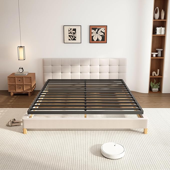 VIPSHOW 2 Inch King Metal Box Spring with Round Corners - 3000 lbs Capacity, Low Profile Bed Slat Replacement Bunkie Board with Steel Slats, Noise-Free, Easy Assemble, Black