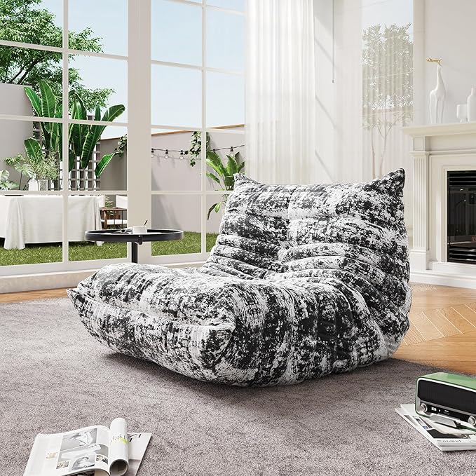 Selyteramy Oversized Bean Bag Chairs for Adults, Giant Beanbag Chair with Memory Foam, Comfy Lounge Chair Lazy Sofa for Apartment, Living Room, Bedroom, Office(Knit Fabric)