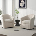 DREAMSIDEA Swivel Accent Chair Armchair, Modern Round Single Sofa Seating Comfy Reading Barrel Chairs for Living Room Bedroom (Beige, Set of 2)