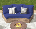Patio Furniture Sets, 3 Piece Half-Moon Sectional Round Sofa Set, Outdoor Patio Furniture with Cushions for Beach, Pool, Balcony, Blue