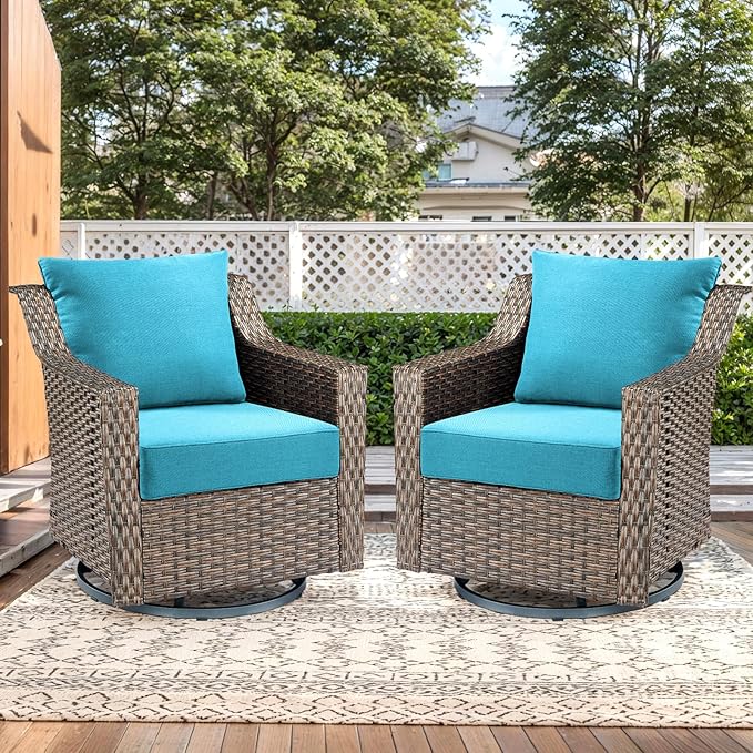 Outdoor Seat Cushion Set-24 x 24 x 6 Inch Outdoor Chair Cushions with Water Resistant & Removable Cover Outdoor Cushions for Patio Furniture Chair Sofa Couch-Light Blue