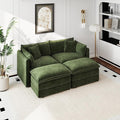 Aoowow Modular Sectional Sofa Modern Convertible Loveseat Couch,77.16 Inch Deep 2-Seater Sofas Comfy Chenille Cloud Sofas and Couches Set with 2 Movable Ottoman for Living Room Apartment（Green）
