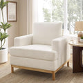 VANOMi Oversized Accent Chair, Mid Century Modern Upholstered Armchair for Living Room, Comfy Chair for Bedroom Reading Chair, Single Sofa for Small Space with Rubberwood Base