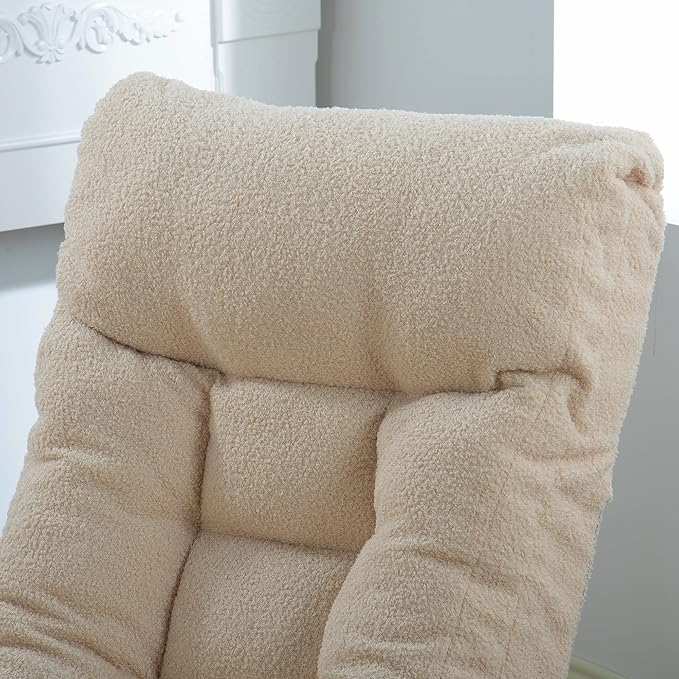 360° Swivel Floor Chair Single Lazy Sofa Leisure Balcony Reclining Japanese Tatami Adjustable Recliner with Ottoman for Living Room, Bedroom, Indoor Use (Footstool, Beige)