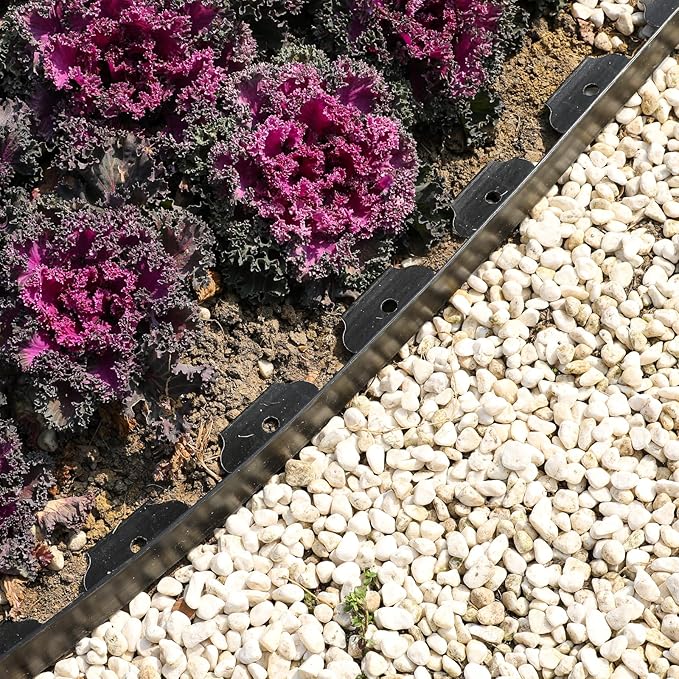 Hemikaki 1.5 Inch Garden Edging Border 100FT, Plastic Edging for Landscaping with 120pcs Spikes