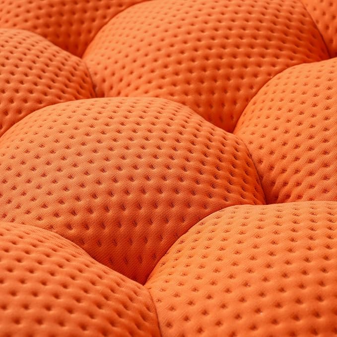 JACH Bubble Curved Couch, 98.43'' Comfy Upholstered Sofa, Mesh Fabric Floor Sofa, 3D Honeycomb Shape Modern Couch for Living Room, Office, Apartment, Small Space (3 Seater, Orange)