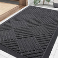 Smiry Front Door Mat Outside Entrance, Heavy Duty Outdoor Indoor Mat, Natural Rubber Doormat, Non Slip, Trap Dirt and Moisture, Easy Clean, Low Profile Patio Porch Entryway Mat, 29.5x17, Black Grey