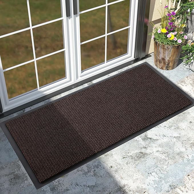 Yimobra Doormat Outdoor Indoor Entrance 47 x 24, All-Season All-Weather Front Door Mat, 100% Waterproof Welcome Matt for Floor Garage Outside Entry, Stain and Fade Resistant