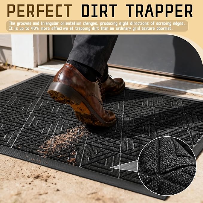 Yimobra Extra Large Door Mat 60x36, All-Weather Waterproof Non-Slip Welcome Matt Outdoor, Heavy Duty Non Slip Doormat for Entryway for Patio and Garage Indoor, Easy Clean, Black