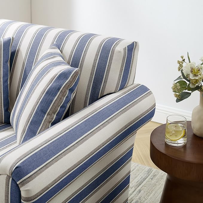 VANOMi 40" W Oversized Accent Chair, Oversized Reading Chair for Living Room, Comfy Reading Nook Chairs for Bedroom, Upholstered Large Chair Armchair Single Sofa for Small Space (Navy Stripe)