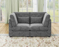 Oversized Modular Sofa, Extra Deep Cloud Chenille Sectional Couch with Ottoman Chaise, Fluffy Chenille 2 Seater Sofa Bed for Living Room, Villa (Loveseat Sofa, Chenille Grey)