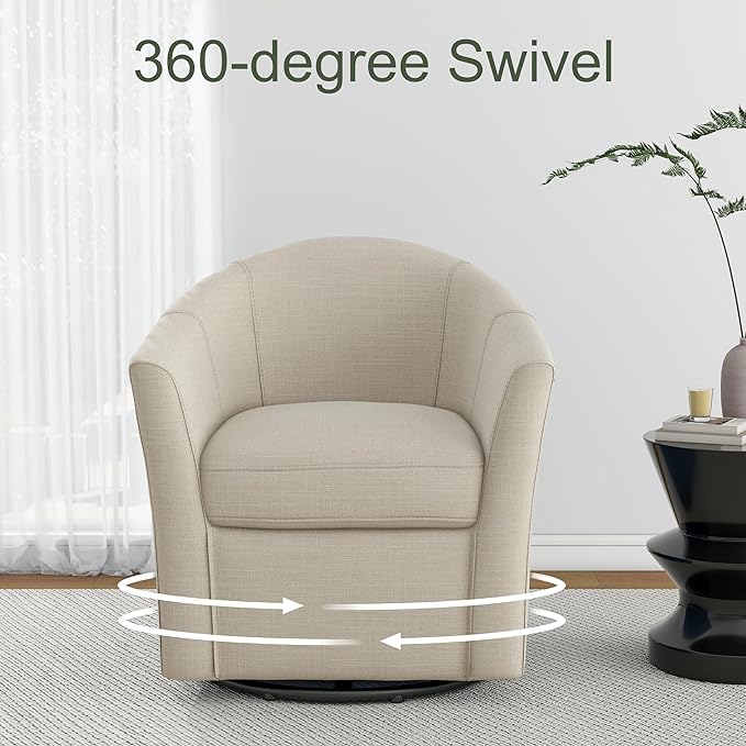DREAMSIDEA Swivel Accent Chair Armchair, Modern Round Single Sofa Seating Comfy Reading Barrel Chairs for Living Room Bedroom (Brown, Set of 1)