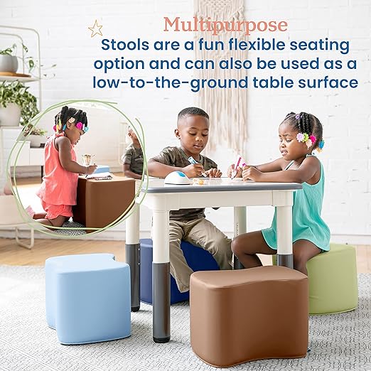 ECR4Kids SoftZone Toddler Modular Stool Set, Flexible Seating, Earthtone, 6-Piece