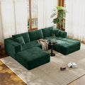 Fancyfire 108" Cloud Modular Sectional Couch with 2 Ottoman,Ultimate Comfort U-Shaped Deep Seat Sofa,Boneless Couch Upholstered 3-Seater Sofas for Living Room, No Assembly Required(Green)