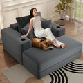 52" Boneless Chaise Lounge Chair Indoor — Oversized Cloud-Like Cozy Comfy Modular 3-in-1 Sofa Bed for Reading, Living Room & Bedroom Corduroy Couch Sleeper, Grey
