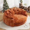 82'' Oversized Upholstered Sofa Bed, Round Chaise Lounge Chair Indoor, Modern Chenille Boneless Couch, No Assembly Required, Plush Sleeper Chair with 14 Pillows for Living Room, Orange
