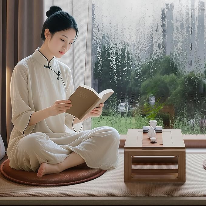 Meditation Cushion & Mat Set, Zafu Floor Pillow, Ergonomic Meditation Pillow Seat & Yoga Bolster Knee Pad, Meditation Accessories Gifts, Zabuton Prayer Pad
