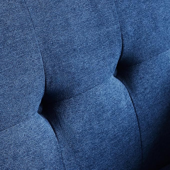 HUIMO Fabric Accent Chairs Set of 4, Button Tufted Living Room Chairs Easy to Install, Mid Century Modern Chair, Upholstered Arm Chair for Living Room Bedroom Study Office (4, Dark Blue)
