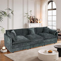Aoowow Modular Sectional Sofa,112.2 Inch Deep 3-Seater Sofas Comfy Chenille Cloud Sofas and Couches with Pillows for Living Room Apartment（Grey）