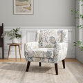 Accent Chair, Modern Linen Blend Arm Chair for Living Room, Bedroom, Comfy High-Resilient Sponge Reading Chair for Small Spaces (Pattern Leaf, Set of 1)
