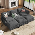 Apicizon 108" Cloud Couch Sectional, Modern Corduroy Cloud Sofa Set with Side Storage Pocket, Comfy Convertible Sleeper Couch with Chaise for Living Room, Apartment, Office, Grey