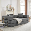 Convertible Couch Sofa Bed Foldable Floor Sleeper | Modern Deep Seat Fold Out Couch | Removable Backrest & Armrests | No Assembly Compression Sofa Sleeper for Living Room, Bedroom | Corduroy Gray