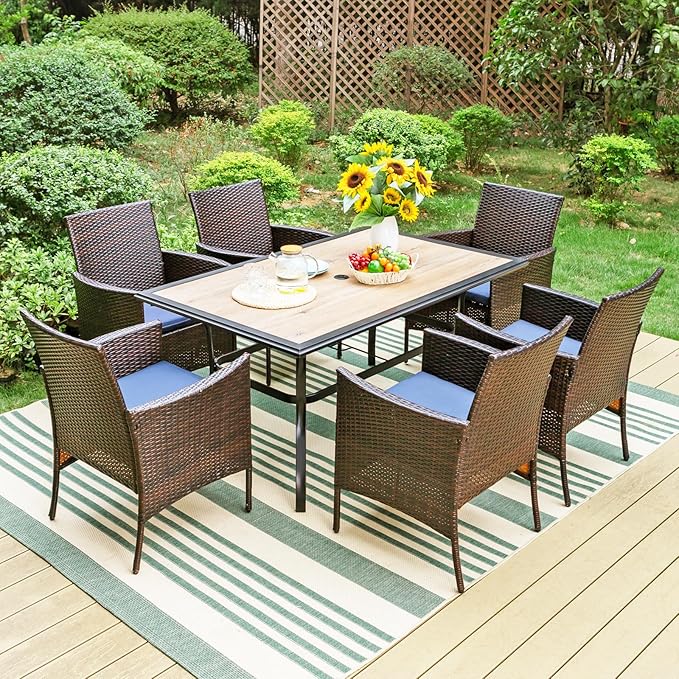 Sophia & William Wicker Patio Chairs Set of 4, 4 Pcs All-Weather Rattan Outdoor Dining Chairs with Seat Cushions